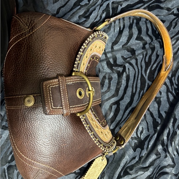 Leather Brown Shoulder Bag with Buckle Detail main image 2
